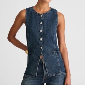 Madewell Denim Crewneck Cutaway Vest in Greendale Wash